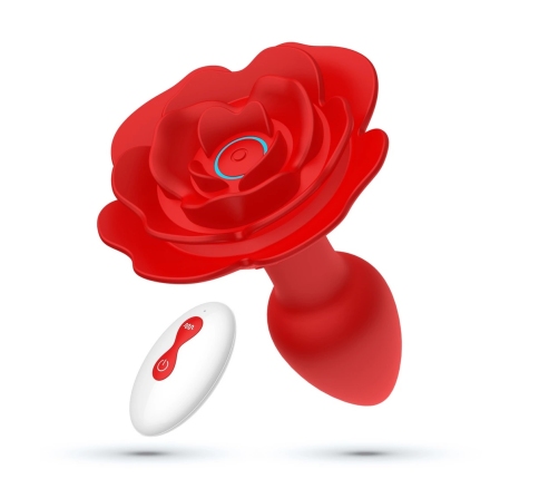 Crushious Giulietta Rotating Rose Plug Red 7.7cm with Remote Control