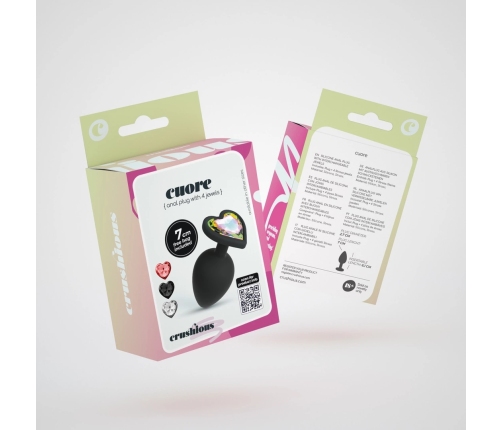 Crushious Cuore Intimate Plug Black Small with 4 Interchangeable Jewels