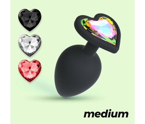 Crushious Cuore Medium Plug with 4 Interchangeable Jewels Black 8cm