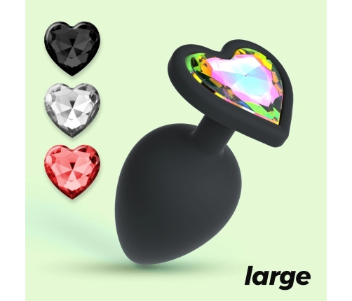 Crushious Cuore Black Intimate Plug Large with 4 Changeable Jewels