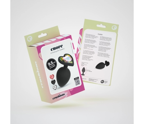 Crushious Cuore Black Intimate Plug Large with 4 Changeable Jewels