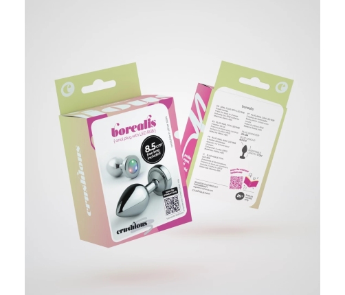 Crushious Borealis Medium Metal Plug RGB LED Silver 8.5cm Ergonomic Design