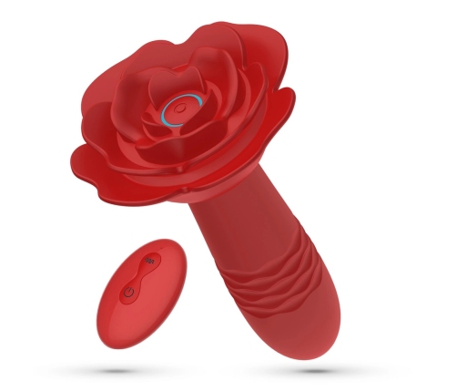 Crushious Romeo Intimate Rose Plug Red with Thrust & Remote Control, 14.2 cm