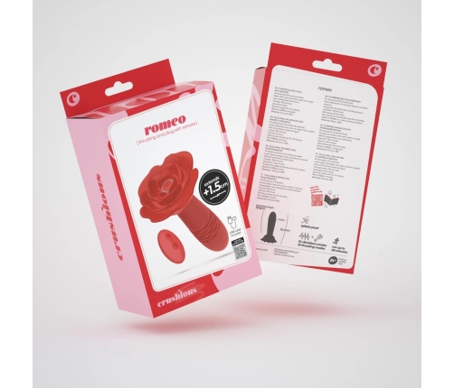 Crushious Romeo Intimate Rose Plug Red with Thrust & Remote Control, 14.2 cm
