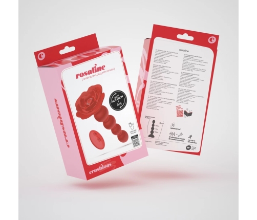 Crushious Rosaline Rotating Rose Plug Red - Remote Control, 19 cm