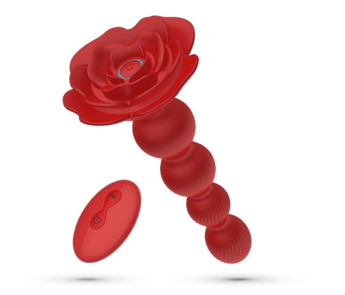 Crushious Rosaline Rotating Rose Plug Red - Remote Control, 19 cm