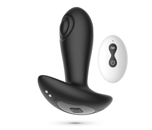 Crushious Octo Black Remote-Controlled Tapping Plug, 12 cm, 10 Modes