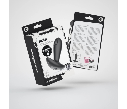 Crushious Octo Black Remote-Controlled Tapping Plug, 12 cm, 10 Modes