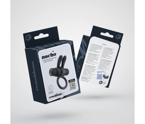 Crushious Nacho Black Intimate Ring with Remote Control Rechargeable