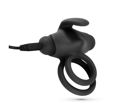 Crushious Thumper Double Vibrating Ring with Remote - Black, Silicone, 8.5 cm