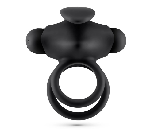 Crushious Thumper Double Vibrating Ring with Remote - Black, Silicone, 8.5 cm