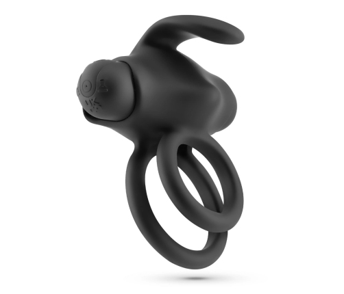 Crushious Thumper Double Vibrating Ring with Remote - Black, Silicone, 8.5 cm