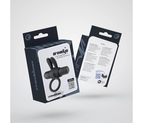 Crushious Wonka Black Ring with Rechargeable Vibrating Bullet 7.5 cm