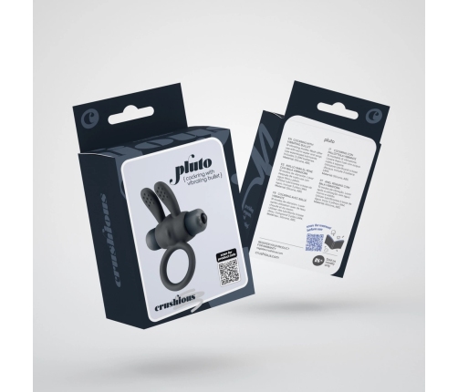 Crushious Pluto Silicone Ring with Vibrating Bullet Black 7.6cm