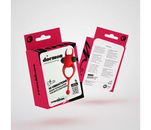 Crushious Daemon Vibrating Silicone Ring Red 10 Modes 12.5cm