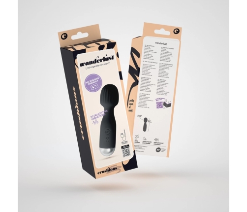 Crushious Wanderlust Mini Wand Massager Black 15cm USB Rechargeable