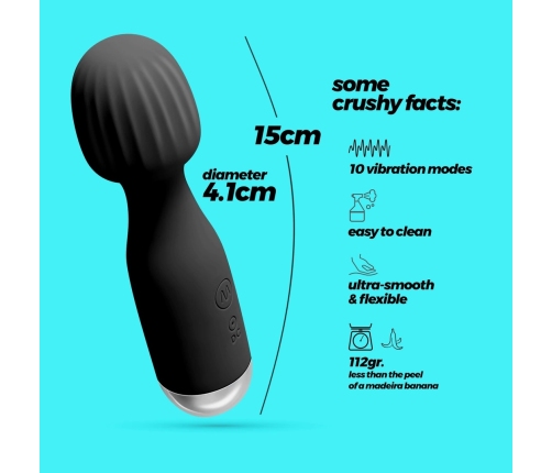 Crushious Wanderlust Mini Wand Massager Black 15cm USB Rechargeable