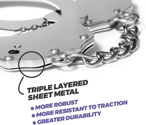 Crushious Lust Adjustable Metal Handcuffs Silver - Secure Lock System