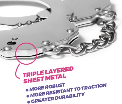 Crushious Spangle Adjustable Metal Handcuffs with Pink Plush Lining