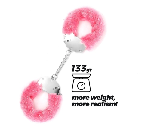 Crushious Spangle Adjustable Metal Handcuffs with Pink Plush Lining
