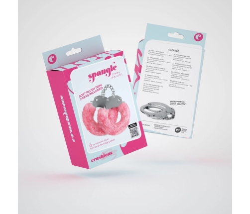 Crushious Spangle Adjustable Metal Handcuffs with Pink Plush Lining