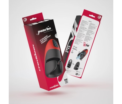 Crushious Pancho Intimate Device Rechargeable Compression Red/Black 16.5cm