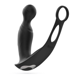 Crushious Flamma Black - Vibrating Prostate Model with Dual Rings 16 cm