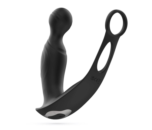 Crushious Flamma Black - Vibrating Prostate Model with Dual Rings 16 cm
