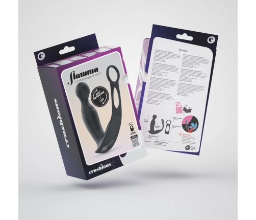 Crushious Flamma Black - Vibrating Prostate Model with Dual Rings 16 cm