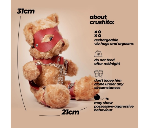 Crushious Crushito Plush Bear 31cm Red with Decorative Harness & Mask