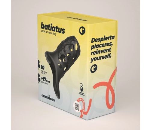 Crushious Batiatus Silicone Vibrating Support Ring Black 9 Modes 12cm