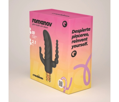 Crushious Romanov Classic Vibrator - Black/Golden, Removable Silicone Cover