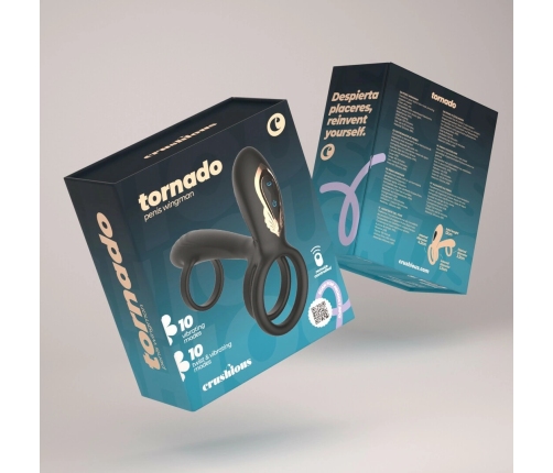 Crushious Tornado Black Rotating Intimate Ring with Remote Control 12cm