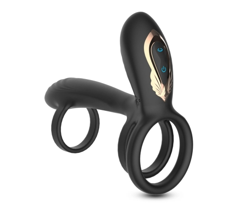 Crushious Tornado Black Rotating Intimate Ring with Remote Control 12cm