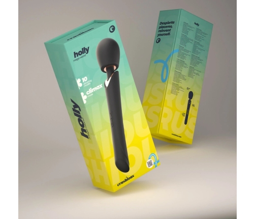 Crushious Holly Black Wand Massager - Rechargeable Silicone 30cm