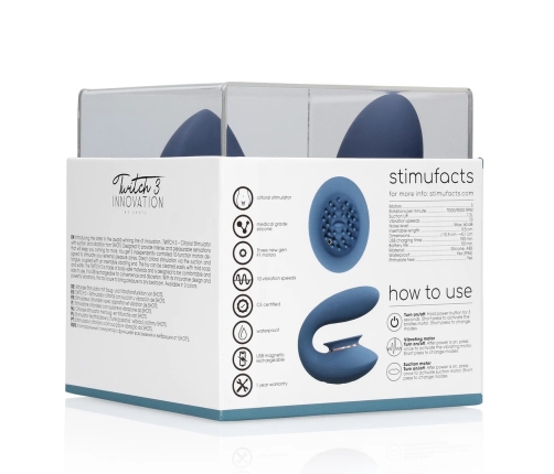 Twitch 3 - Rechargeable Vibrator and Suction - Blue/Grey