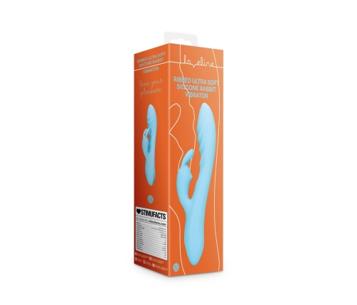 Ribbed Ultra Soft Silicone Rabbit Vibrator - Glacial Blue