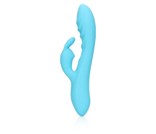 Ribbed Ultra Soft Silicone Rabbit Vibrator - Glacial Blue