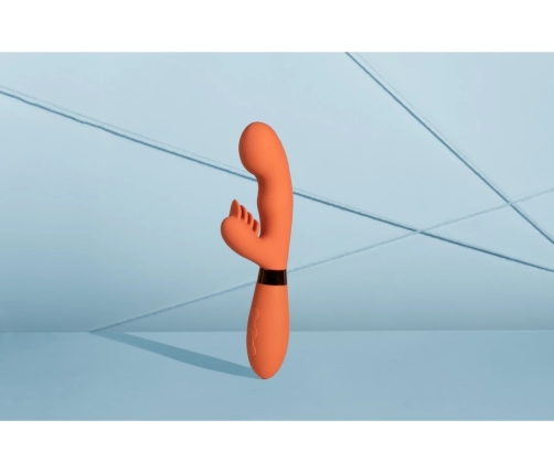 Silicone Rabbit Vibrator with Ribbed Clitoral Stimulator - Glazed Carrots
