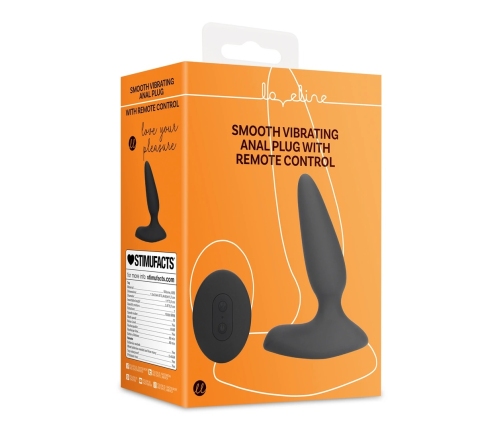 Smooth Vibrating Anal Plug with Remote Control - Licorice Black
