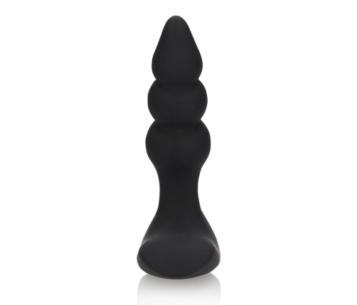 Beaded Vibrating Anal Plug with Remote Control - Licorice Black