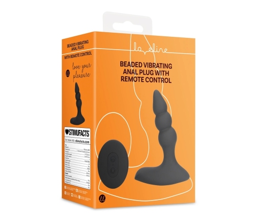 Beaded Vibrating Anal Plug with Remote Control - Licorice Black