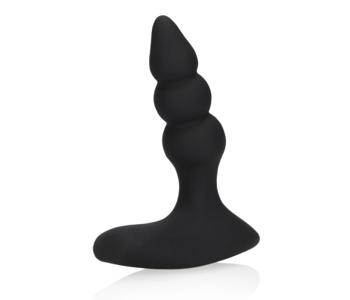 Beaded Vibrating Anal Plug with Remote Control - Licorice Black