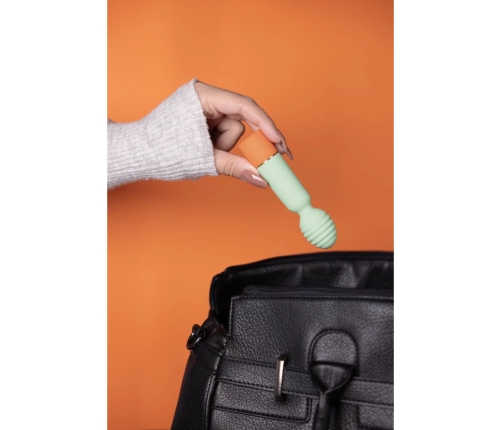 Ribbed Mini Vibrator with USB Charger - Spring Sage