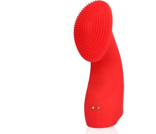 Loveline Sunrise Red Textured Finger Stimulation Device - Compact Silicone Model