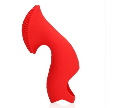 Loveline Sunrise Red Textured Finger Stimulation Device - Compact Silicone Model