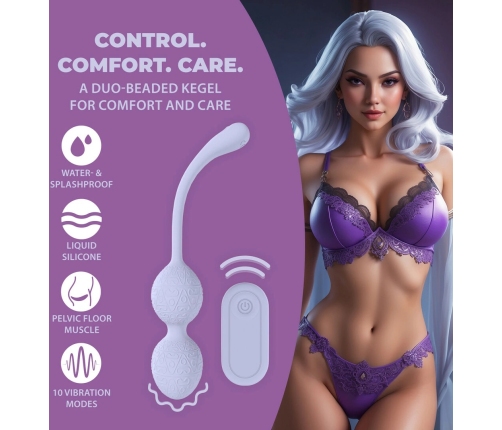 Loveline Vibrating Duo Bead Kegel Trainer Lavender with Remote Control