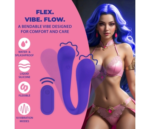 Loveline Dual-ended Flexible Intimate Device with Remote, Purple