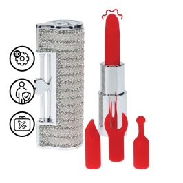 Loveline Angel Lipstick Multi-Attachment Vibrating Device Clear