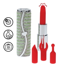 Loveline Candy Lipstick Intimate Massager Set Green - 4 Silicone Attachments